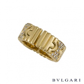 Bvlgari 18k Yellow Gold Diamond Set Parentesi Ring